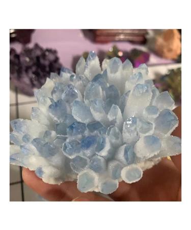Crystal Rough Natural Crystal Rough Rare Beautiful Blue Ghost Phantom Quartz Crystal Cluster Specimen Natural StoneCrystal for Decoration 400-500g Sky Blue