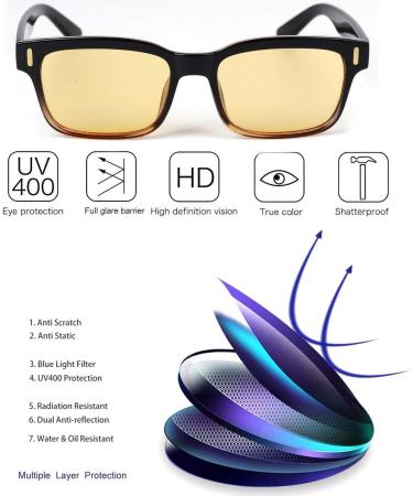 voso Blue Light Blocking Glasses Anti Glare Computer Gaming TV Anti UV Radial Reflex Filter Eyewear Eyeglasses (Black Frame + Yellow Lens) - Buy Online on GoSupps.com