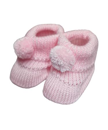 Royal Icon Newborn Baby Booties 0-3 Months Baby Boys Girls Pom Pom Booties Adorable Warm Soft Stylish Bootees Ideal for Indoor and Outdoor Use RI408 3 Months Pink Ri377