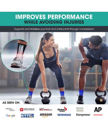 Modvel Foot & Ankle Brace Socks - Compression Sleeve for Sprained Ankle Support | Women & Men | Tendonitis Arthritis Running | Blue Medium - Buy Online on GoSupps.com