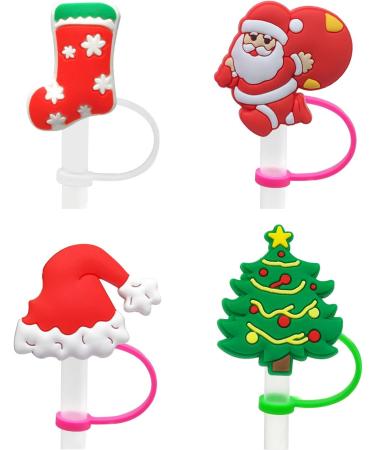 CHENZILIN Drinking Straws 4Pcs Soft Silicone Straw Covers Dustproof Drinking Straw Caps Straw Toppers Christmas Cartoon Straw Cover Caps Ornament - Buy Online on GoSupps.com