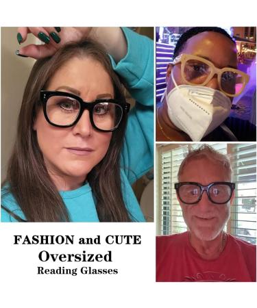 4-Pack Retro Oversized Anti-Blue Light Reading Glasses for Men & Women - Square Blue Light Filter Computer Glasses (3.0x) - Buy Online on GoSupps.com