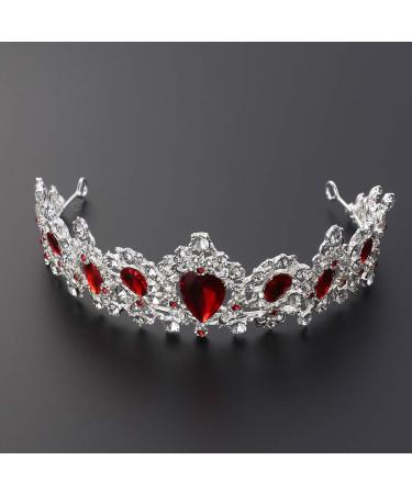 Lurrose Elegant Silver Bridal Crown - Rhinestone Princess Tiara for Party & Pageant (Red) - International Shipping Available - Buy Online on GoSupps.com
