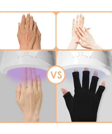 simarro Anti-UV Gloves for Gel Nail Lamp Professional UPF50+ UV Protection Gloves for Manicures UV Sun Protection Fingerless Gloves Protect Hands from UV for Light(Black Fingerless) - Buy Online on GoSupps.com