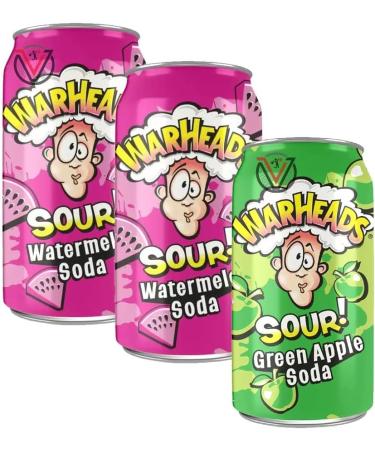 Warheads Sour Soda Cans 355ml x 03 cans (Green Apple + Watermelon) - Buy Online on GoSupps.com