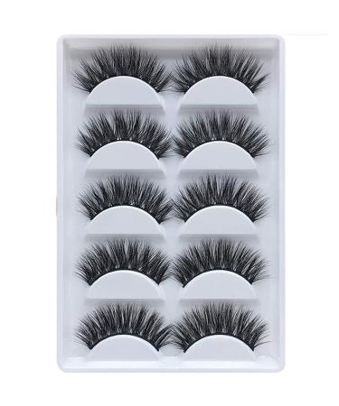 5 Pairs 3D False Eyelashes Faux Mink Fake Eyelashes Handmade Thick Nature Fluffy Long Lashes Reusable for Makeup