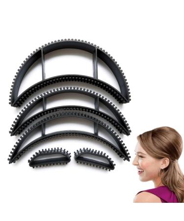5 PCS Natural Hair Bumpits Black Volume Hair Base Pads Plastic Hair Bun Maker Fluffy Hair Styling Insert Tool for Women Girl Volumizing Hair Style Accessories