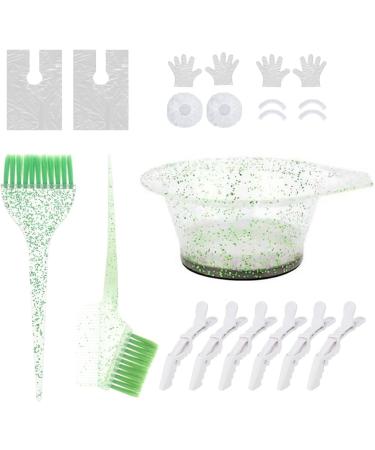 Hair Dye Coloring Kit Professional Salon Hair Coloring Dyeing Kit Hair Coloring Highlight Brush and Bowl Set 17PCS - Green - Buy Online on GoSupps.com