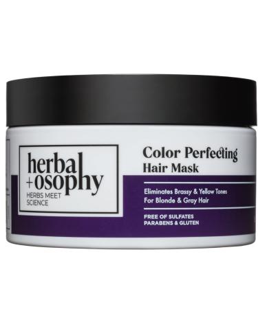 Herbalosophy Color Perfecting Purple Hair Mask   Toning Purple Mask for Blonde Hair Eliminates Brassy and Yellow Tones - Add Shine while Protecting Your Hair Color   Salon-Quality Haircare with Natural  Healthy Ingredien...
