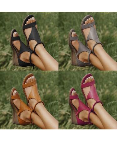 Creev Women's Summer Beach Wedge Sandals - Comfortable Open Toe Slip-On Shoes (Gray 40 EU | Brown 43 EU) - Buy Online on GoSupps.com
