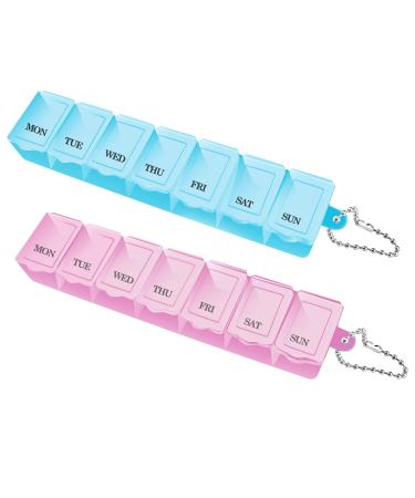 2 PCS Weekly Pill Organizer 7 Day Pill Box Organizer Medicine Box Tablet Dispenser Organiser Storage Case Portable Travel Pill Box Travel Medicine Organizer for Medication