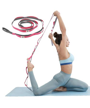 KerKoor Yoga Stretch Strap, Multi Loops Adjustable Exercise Band for Stretching, Physical Therapy, Workout, Pilates, Dance and Gymnastics with Carry Bag Rose