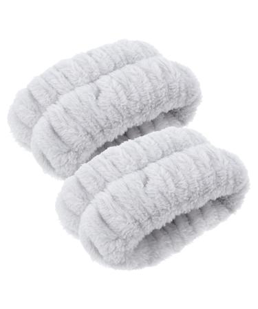 BESTYASH 2pi ces Bracelet de Lavage du Visage Lot de Bracelet Souple pour Spa Serviettes Absorbantes pour Fille lastique pour Yoga et Nettoyage Gris