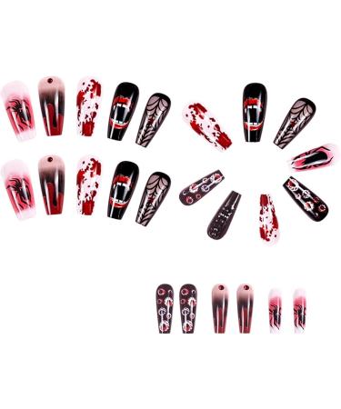 Spooky False Nail 1 Set Halloween Style 3d Effect Eyeball Spider Fangs Decor Fake Nails Easy Removal Great Stickiness Party Cosplay Diy Art Accessory Spider - Buy Online on GoSupps.com