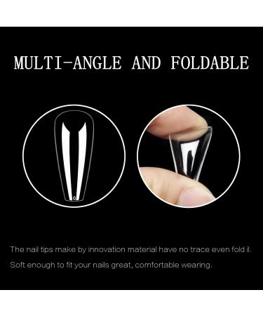 ToouYoun 400pcs Clear Coffin Press-On Nails | Long Full Cover Acrylic Nail Tips for DIY Nail Art - Buy Online on GoSupps.com