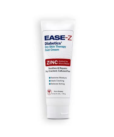 Ease-Z Diabetic Foot Cream for Dry Itchy Cracked Feet. ZINC and Shea Butter Repairs Callused Skin Soothes Pain and Burning. Long-Lasting. 4.4 oz.