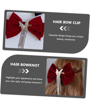 FRCOLOR Tassel Hair Clip Hair Bow Clips Bowknot Hair Clip Crystal Bow Hair Clip Tassel Hair Accessories Grosgrain Women Hair Accessories Bow Hair Barrette Headgear Miss Big Bow Rhinestones - Buy Online on GoSupps.com