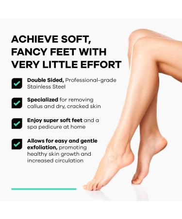 Dermasuri Double Sided Stainless Steel Foot File | Coarse & Fine Grit Callus Remover for Cracked Heels | Professional Foot Care Tool for Wet & Dry Feet - Buy Online on GoSupps.com