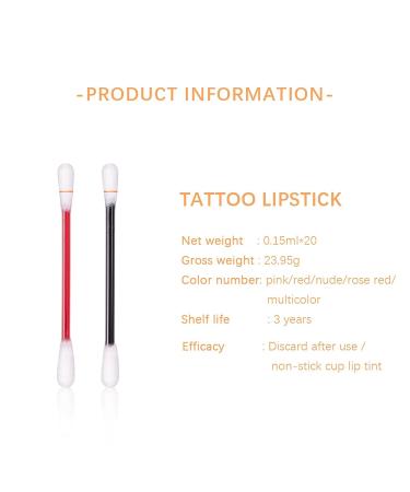 Sinzelimin Women's Tattoo Lipstick Cotton Swab - 20 Pcs/Box, Long Lasting Matte Lip Gloss, Waterproof & Non-Stick, Easy to Carry - Multicolor - Buy Online on GoSupps.com