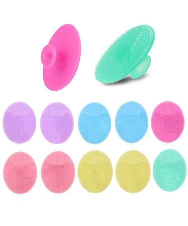 Silicone Face Scrubber Brush Uramoto 12Pcs Exfoliator Brush-Facial Cleansing Brush Blackheads Removing Face Brush Facial Cleansing Pads Baby Shampoo Brush Shower Cleaning Pad - 6 Colors