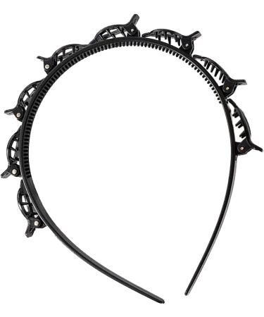 2 Double Bangs Hairstyle Hairpin Hairpin Headbands Twist and Clip Teeth Comb Hair Hoop Headband with Clips Attached Double Layer Twist Plait Headband Hair Tool Hair Styling Tools Black - Buy Online on GoSupps.com