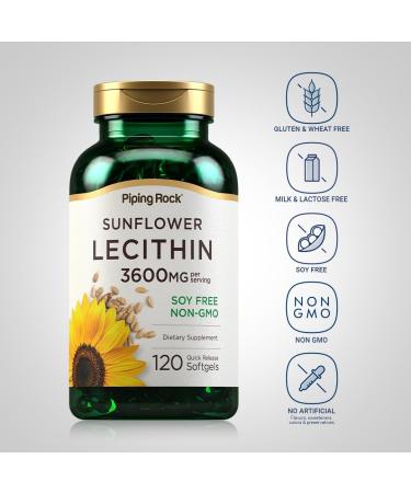 Buy Piping Rock Sunflower Lecithin Softgel Capsules - 120 Count Soy Free Non-GMO Gluten Free | Rich in Phosphatidylcholine for Optimal Health - Buy Online on GoSupps.com