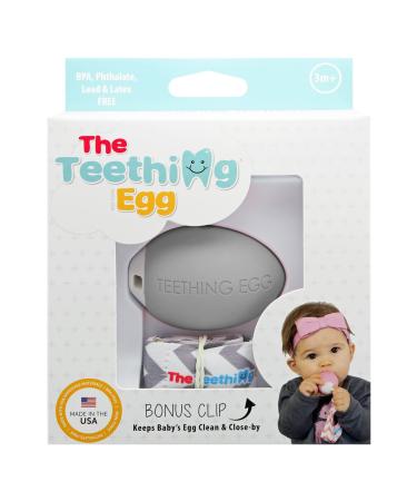The Official Teething Egg Baby Teether Gray - Best Teething Toys for Babies 0-6 Months and 6-12 Months - Infant Sensory Development Toy - Perfect Baby Shower Gift - Buy Online on GoSupps.com