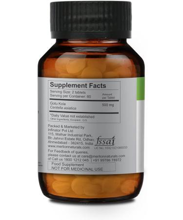 Merlion Naturals Gotukola Tablets 500mg x 120 - Centella Asiatica All Natural Pure Herb Supplement - Buy Online on GoSupps.com