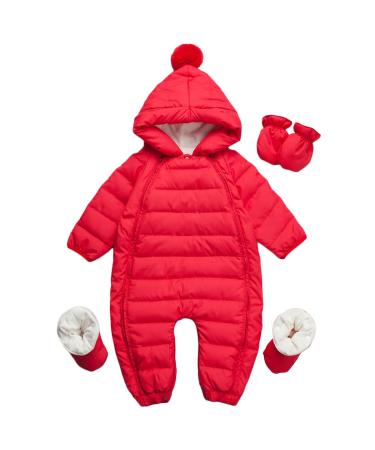 famuka Baby Winter Warm Down Snowsuits Hooded Puffer Outwear Red 9-12 Months