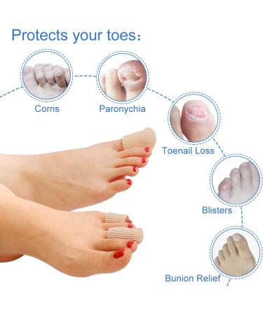 Toe Tubes Sleeves Protectors - Relief for Hammer Toes, Bunion, Corns, Calluses, and Blisters - Fabric Silicone Finger Protectors - Free Cut Design - 6pcs S Size - Buy Online on GoSupps.com