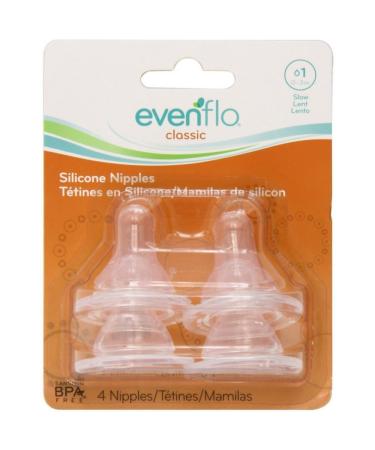 Evenflo Classic Nipples Slow Flow 0-3 months 4 ea (Pack of 2)