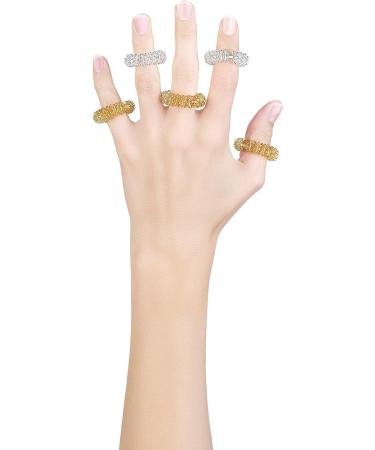 Newgen Medicals Massagering - 10 Acupressure Finger Massage Rings in Gold & Silver | Ideal Gift for Women - Buy Online on GoSupps.com