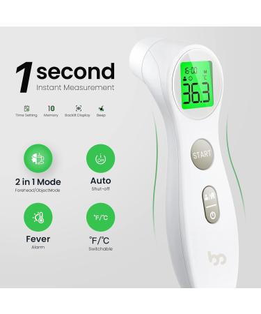 Femometer Forehead Thermometer - Non Contact Infrared Digital Thermometer for Adults, Kids, and Babies (White) - Buy Online on GoSupps.com