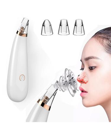 Blackhead Remover Vacuum Pore Vacuum with 3 Replaceable Suction Probes and 1 Cartoon Hairband Acne Comedone Blackhead Whitehead Extractor Tool Facial Pore Cleaner(White)