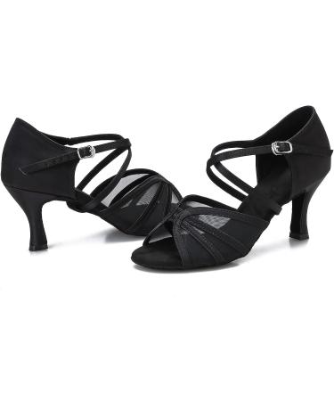 CLEECLI Women's Ballroom Dance Shoes Latin Salsa Cross Strap - Black 3 Inch Heel - Buy Online on GoSupps.com