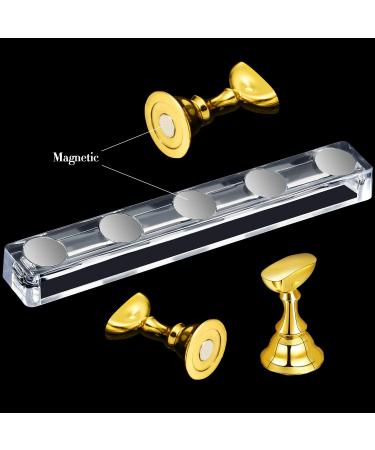 Acrylic Nail Display Stand Set with Magnetic Practice Holder - Gold & Silver | Nail Stand for Press on Nails - Salon & DIY Christmas Gift - Buy Online on GoSupps.com