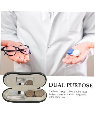 Nolitoy 2-in-1 Travel Glasses & Contact Lens Case | PU Leather Compact Size with Mirror - Perfect for International Shipping - Buy Online on GoSupps.com