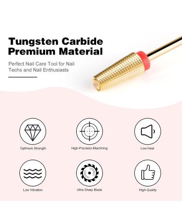 5 in 1 Gold Fine Nail Drill Bit Set for Acrylic Nails - Professional Nail Tech Must-Have - Buy Online on GoSupps.com