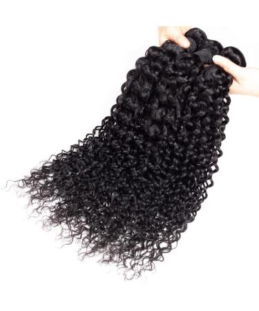 Brazilian Curly Wave Human Hair 3 Bundles 12A Grade Virgin Hair Weave - Natural Black 10 12 14 inch (100g/pc) - Unprocessed Jerry Curly Extensions - Buy Online on GoSupps.com