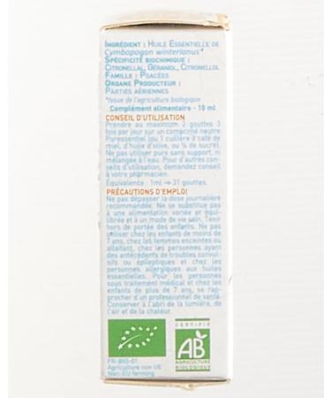 Puressentiel Organic Java Citronella Essential Oil - Fresh Lemony Fragrance for Diffusers - Soothe Sore Throat & Relieve Mosquito Bite Itching - 0.34 Oz - Buy Online on GoSupps.com
