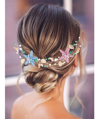 Brishow Starfish Bride Wedding Hair Vine Beach Wedding Headband Seashell Bridal Hair Piece Mermaid Hair Accessories for Women and Girls - Buy Online on GoSupps.com