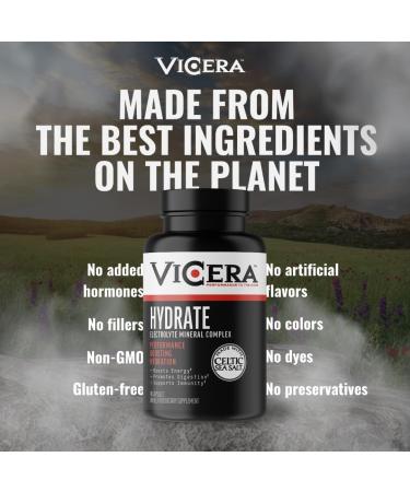 ViCera Electrolyte Capsules Hydration Supplements with Celtic Sea Salt Magnesium Calcium Choline Potassium Probiotics and Trace Minerals Gluten Free Electrolytes Non GMO 30 Servings - Buy Online on GoSupps.com