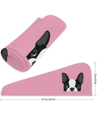 French Bulldog Microfiber Hair Towel Wrap for Women - Super Absorbent 10x26 Inch Hair Turban with Button - Buy Online on GoSupps.com