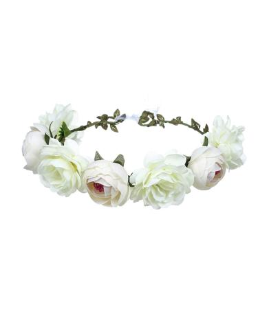 Prosperity Flower Crown & Headband Set - Bohemian Floral Wreath for Brides & Girls - Adjustable Hair Accessories for Weddings - 2 Pieces - Buy Online on GoSupps.com