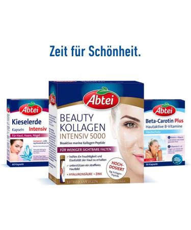 Abbey Beauty Collagen Intensive 5000 - Reduce Wrinkles with 5g Collagen Peptides Hyaluronic Acid & Vitamin C - Sugar-Free - 30 Drinking Ampoules (750ml) - Buy Online on GoSupps.com