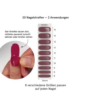 Maniko UV Gel Strips - Vegan Self-Adhesive Nail Film (20 Strips) | Long-Lasting Roasted Plum Manicure for Natural Nails - Up to 2 Applications - Buy Online on GoSupps.com
