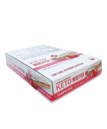 Convenient Nutrition Keto WheyFer Protein Snack Bars - Low Carb, Low Sugar, Ketogenic - Strawberry Cream 10 Bars