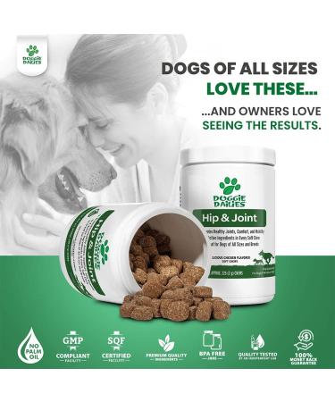 Doggie Dailies Glucosamine for Dogs - Advanced Hip & Joint Supplement with Chondroitin, MSM, Hyaluronic Acid & CoQ10 - 225 Chicken Flavored Chews - Buy Online on GoSupps.com