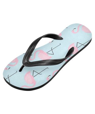 Shop Mnsruu Pink Flamingo Blue Flip Flops | Stylish Sandals & Slippers for Men & Women XS Multicolored for Home Spa & Travel - Buy Online on GoSupps.com
