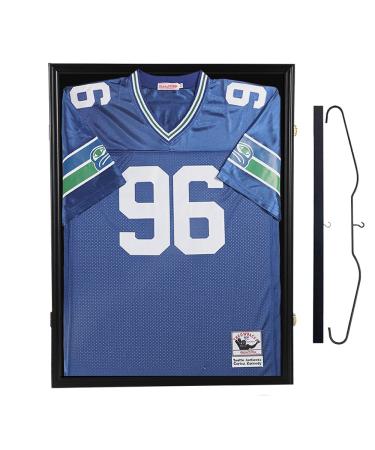 Jersey Display Frame Case Large Frames Shadow Box Lockable with UV Protection Acrylic Hanger and Wall Mount Option for Baseball Basketball Football Soccer Hockey Sport Shirt Black Large